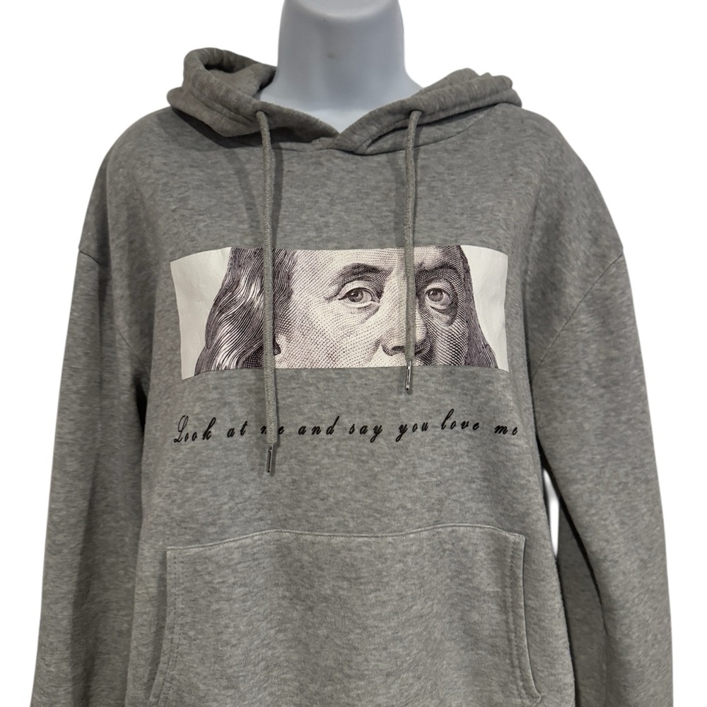 SHEIN Gray Graphic Hoodie with Text